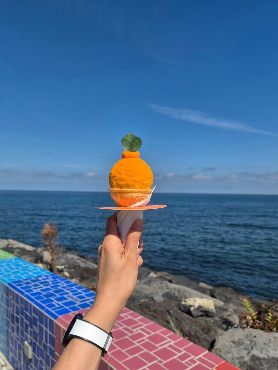 济州橘子冰淇淋 Hugely:海边橘子造型冰淇淋