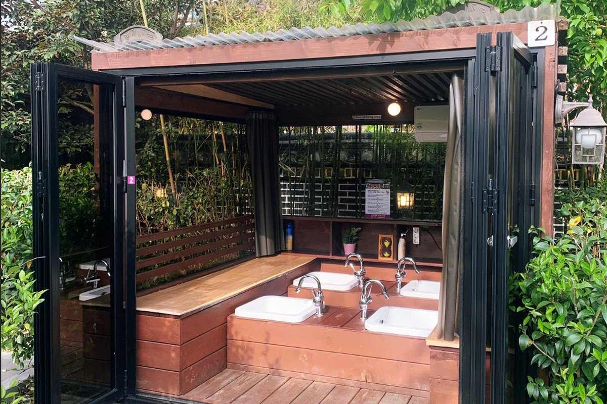 全州韩屋村足浴咖啡厅:木质足浴小屋